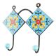 Turquoise Base Red Tiny Flower Ceramic Tiles Hook 